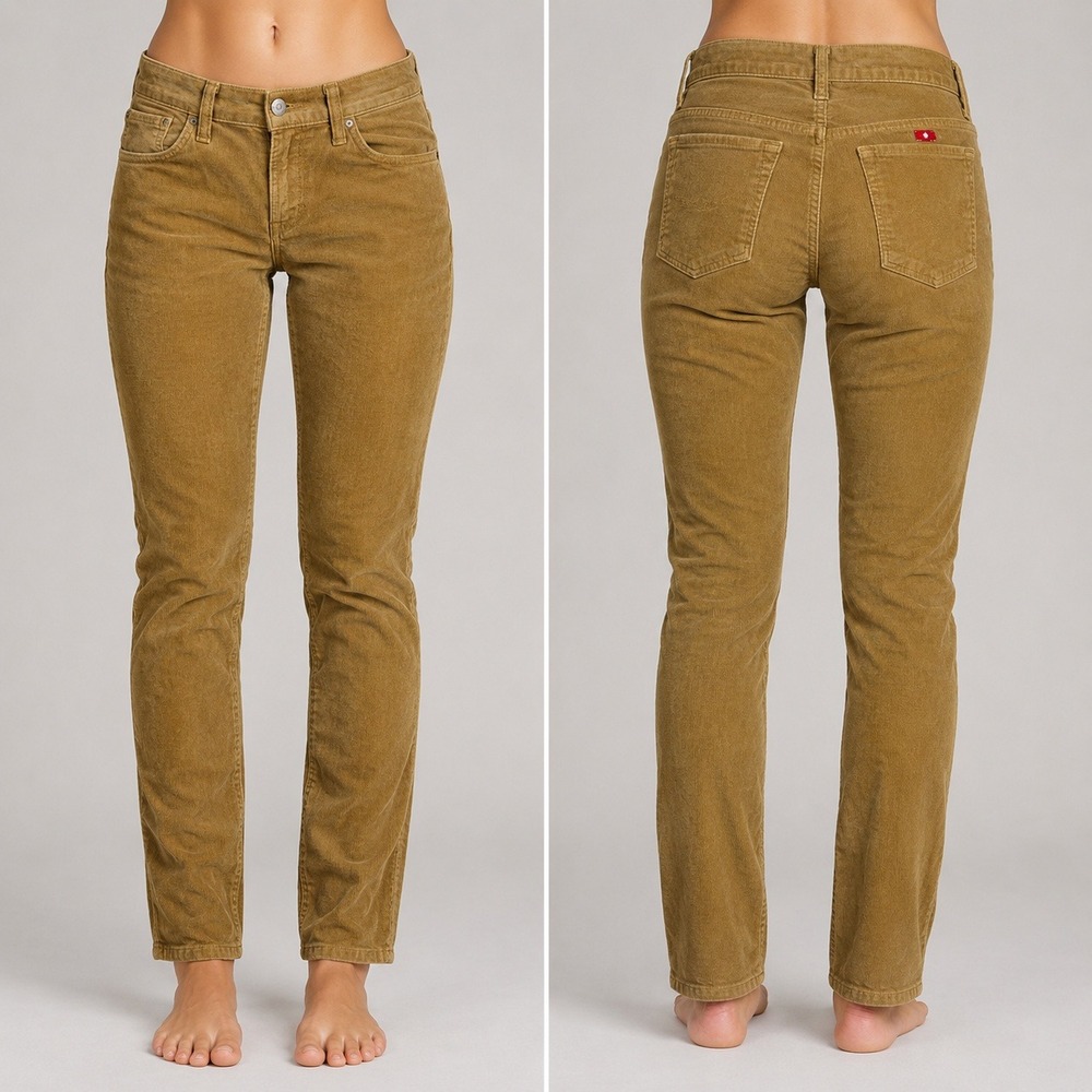 Lucky Brand Charlie Skinny Corduroy Pants Size 0/29 Tan Brown Mid Rise Stretch